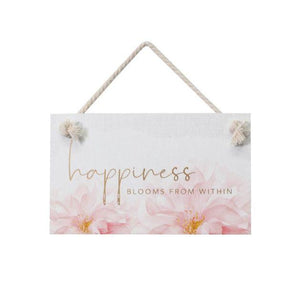 Full Bloom Happiness Hanging Sign - Home Decor