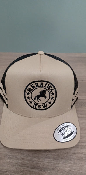 MERRIWA Cap - Horse Logo - Khaki/Black