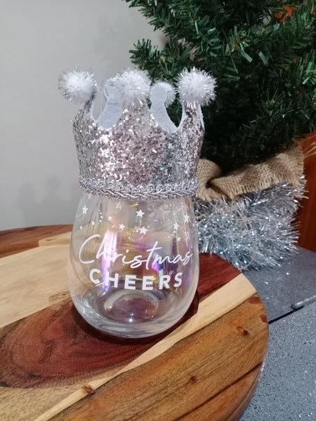 Christmas Cheers stemless wine glass - Christmas