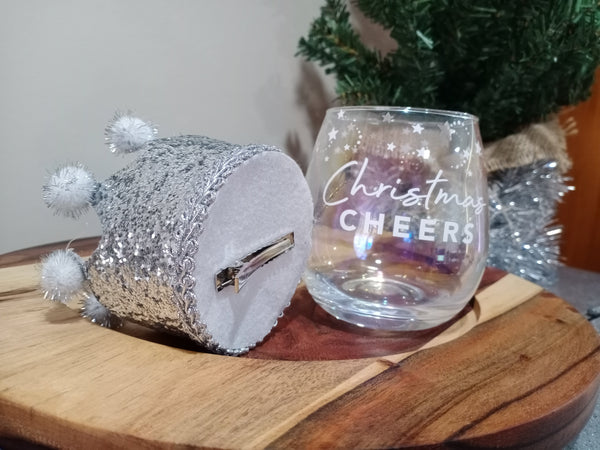 Christmas Cheers stemless wine glass - Christmas