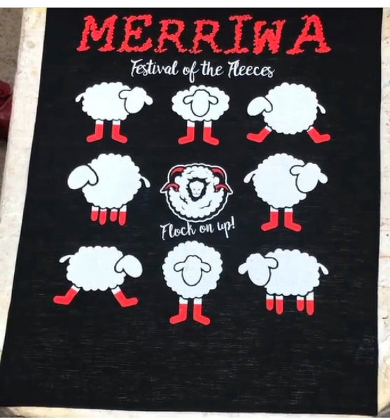 Tea Towels Merriwa Festival of the Fleeces - Black - Tea 