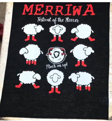 Tea Towels Merriwa Festival of the Fleeces - Black - Tea 