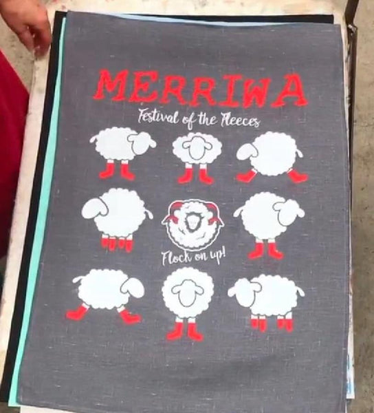 Tea Towels Merriwa Festival of the Fleeces - Charcoal - Tea 